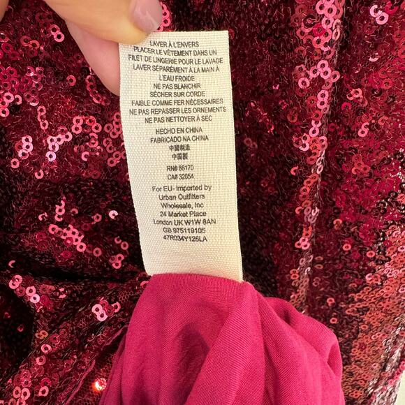 FREE PEOPLE Liquid Shine Sequin Sleeveless Swing Mini Dress Ruby Red Small NEW - Picture 10 of 13